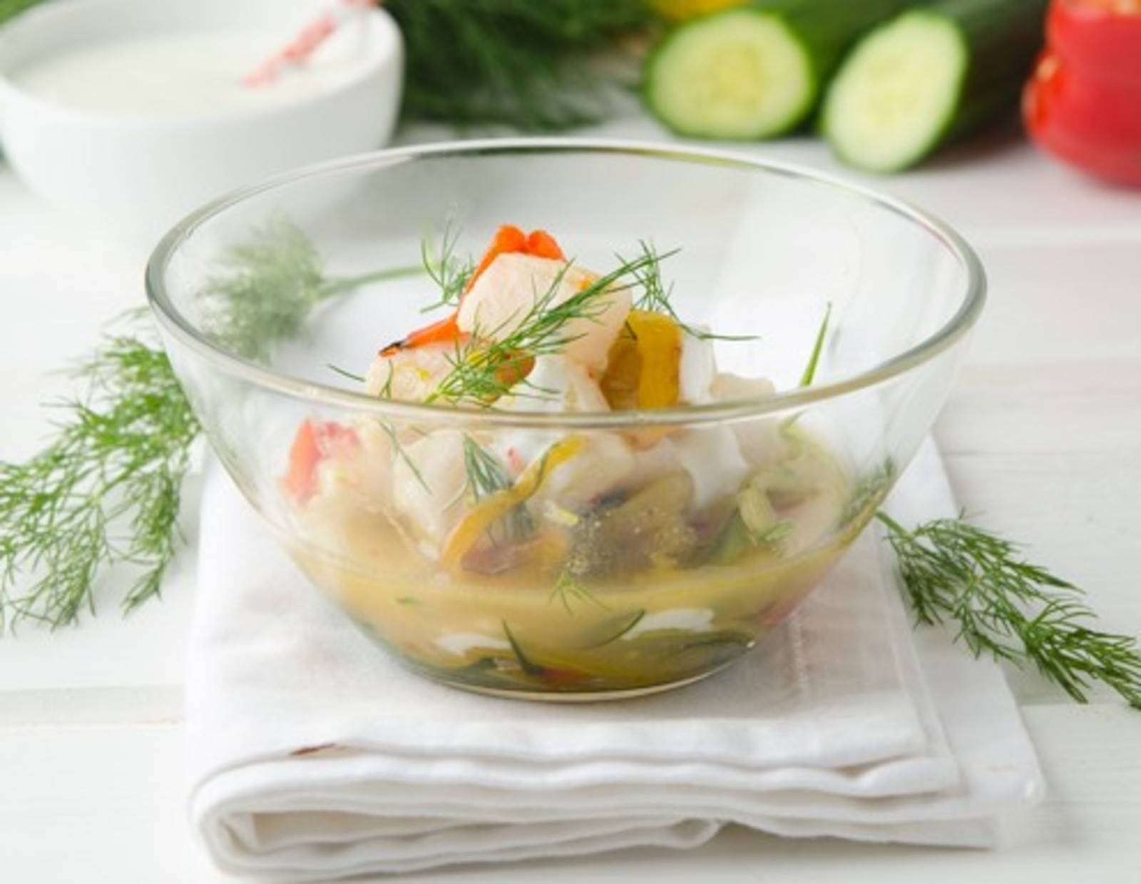 Ceviche vom Seesaibling mit Paprika und Gurke