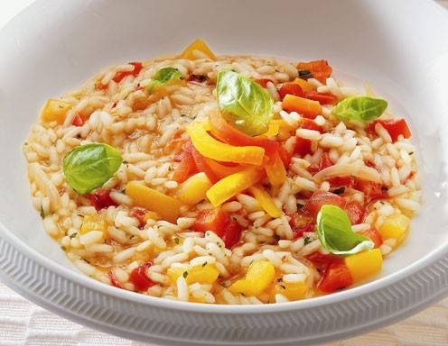 Risotto mit gelben und roten Paprika